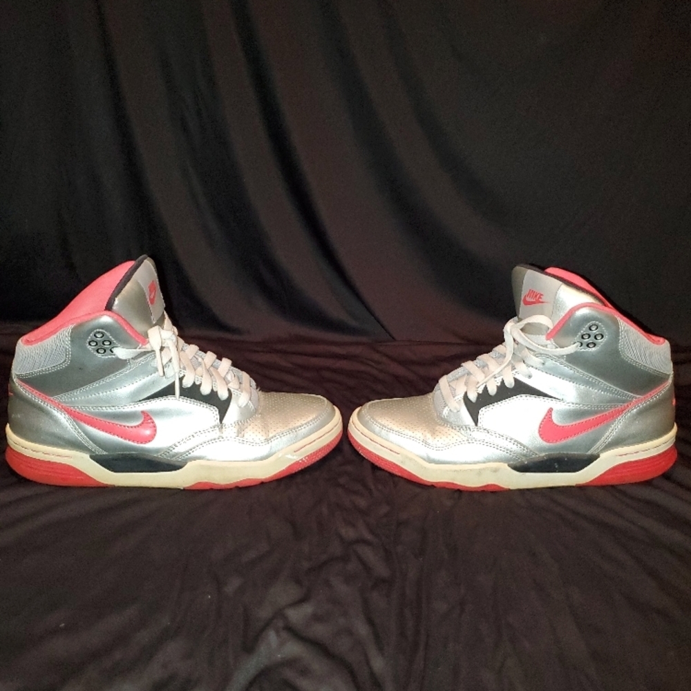 Nike Metallic Silver and Hot Pink High-Tops